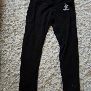 Womans Polo Club Black Leggings With Pockets